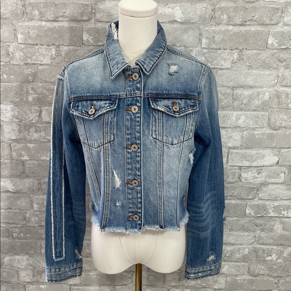 KANCAN SAWYER DISTRESSED DENIM JACKET